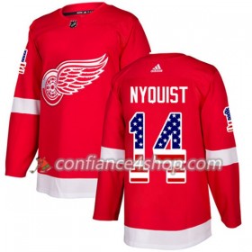 Adidas Maillot de Hockey Detroit Red Wings Gustav Nyquist 14 2017-2018 Rouge USA Flag Fashion Authentic - Homme